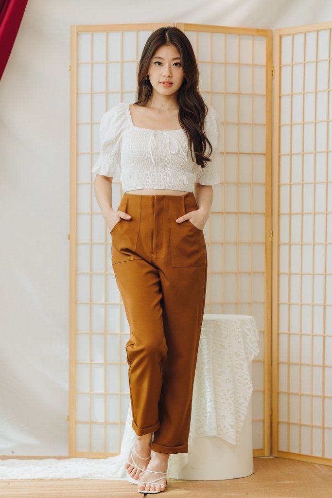 Della High Waisted Pants in Brown (XS)