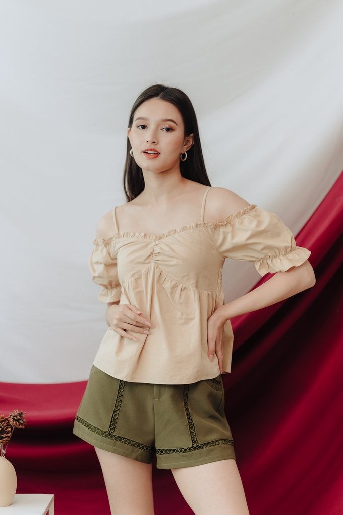 Kacey Cold Shoulder Top in Sand (XS)