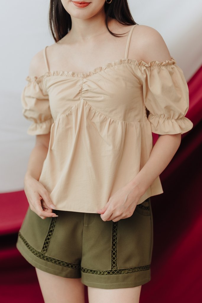 Kacey Cold Shoulder Top in Sand (XS)