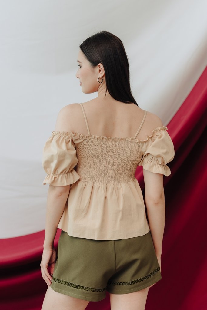 Kacey Cold Shoulder Top in Sand (XS)