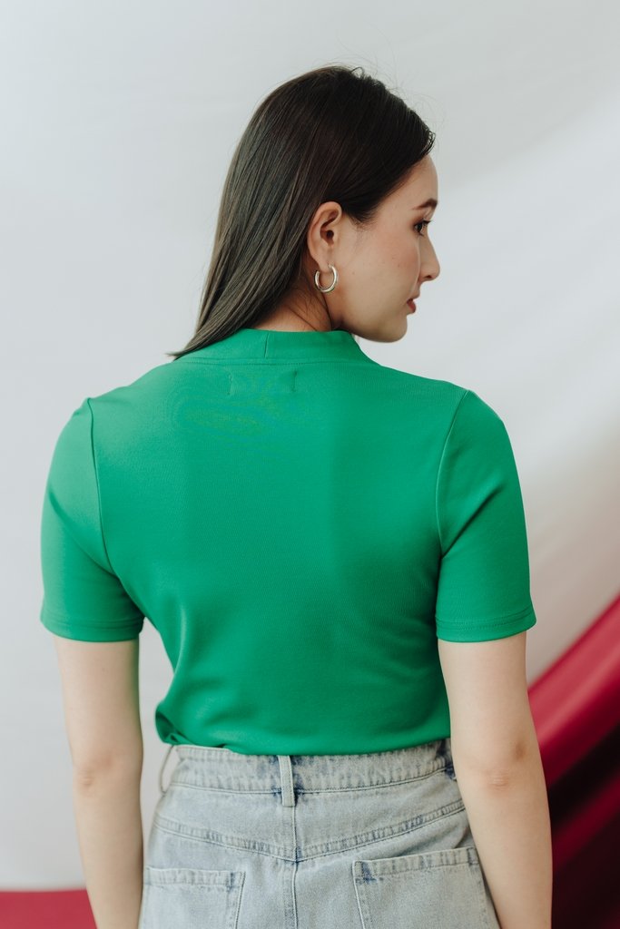 Macey Layered Cotton Top in Kelly Green