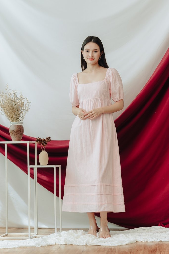 Blakely Broderie Maxi Dress in Light Pink (XS)