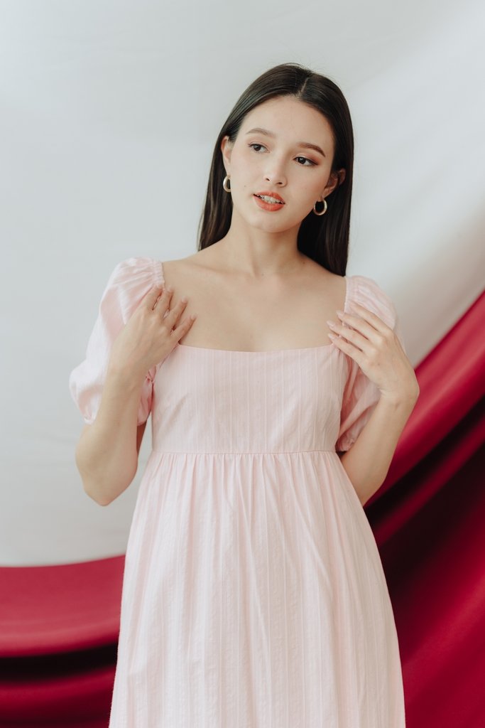 Blakely Broderie Maxi Dress in Light Pink (XS)