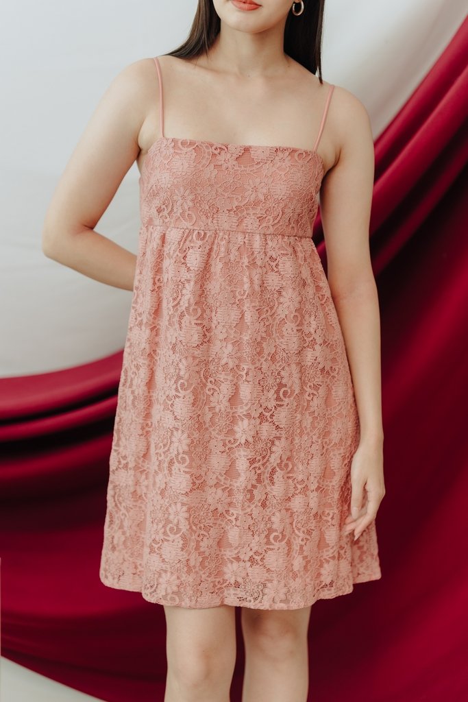 Ellie Lace Camisole Dress in Rose Pink (L)