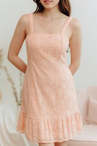 Zora Lace Dropwaist Dress in Peach