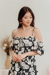 Calia Cold Shoulder Printed Romper in Black