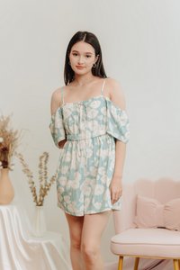 Calia Cold Shoulder Printed Romper in Mint