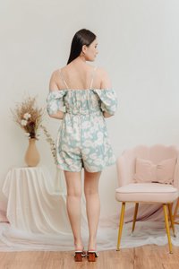 Calia Cold Shoulder Printed Romper in Mint
