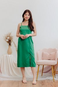 Glazier Camisole Slit Midi Dress in Kelly Green