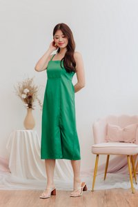 Glazier Camisole Slit Midi Dress in Kelly Green