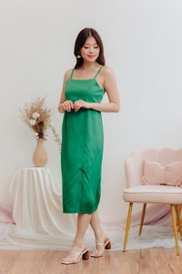 Glazier Camisole Slit Midi Dress in Kelly Green