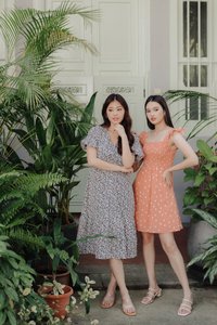 Alexis Rain Drops Smocked Dress in Peach(L)