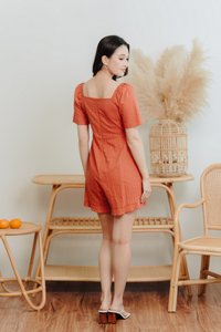 Becca Overlapping Sleeve Romper in Rust (XS)