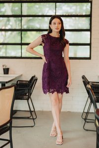 Beverly Crochet Dress in Deep Purple (XS)