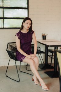 Beverly Crochet Dress in Deep Purple (XS)