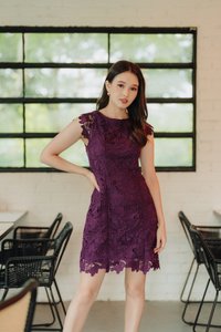 Beverly Crochet Dress in Deep Purple (XS)