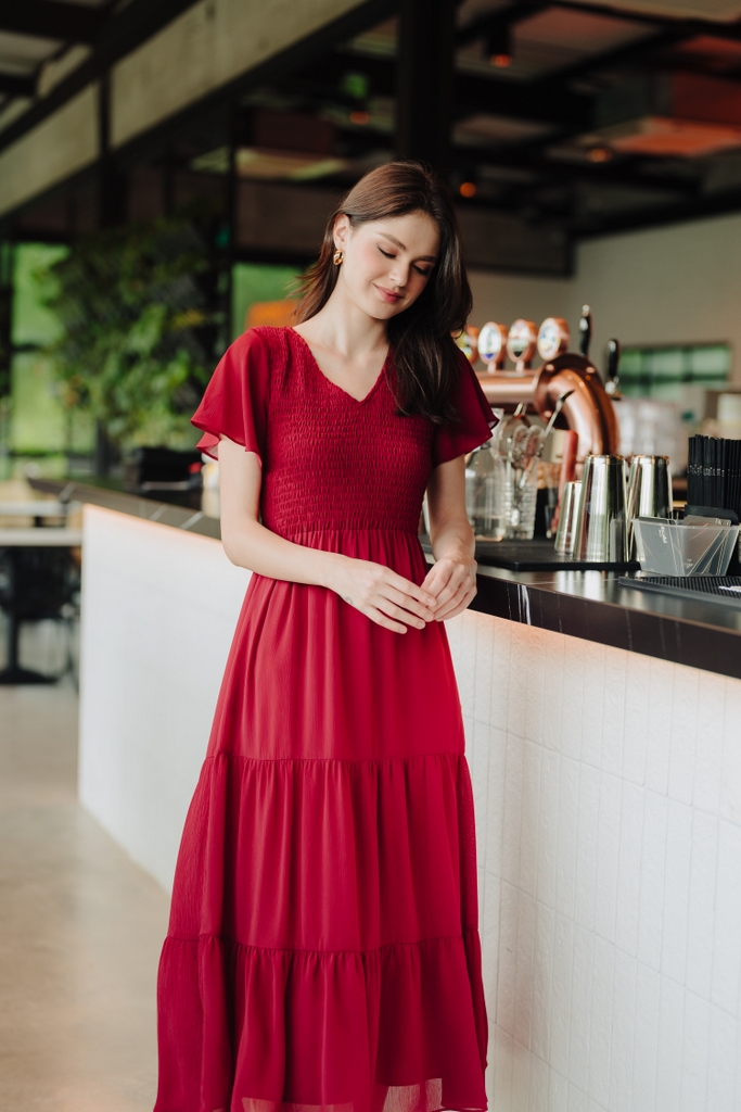 red maxi gown