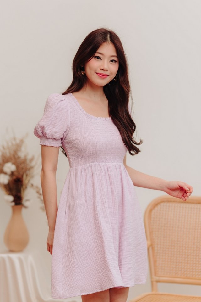 Kenzie Smocked Cotton Dress in Pink