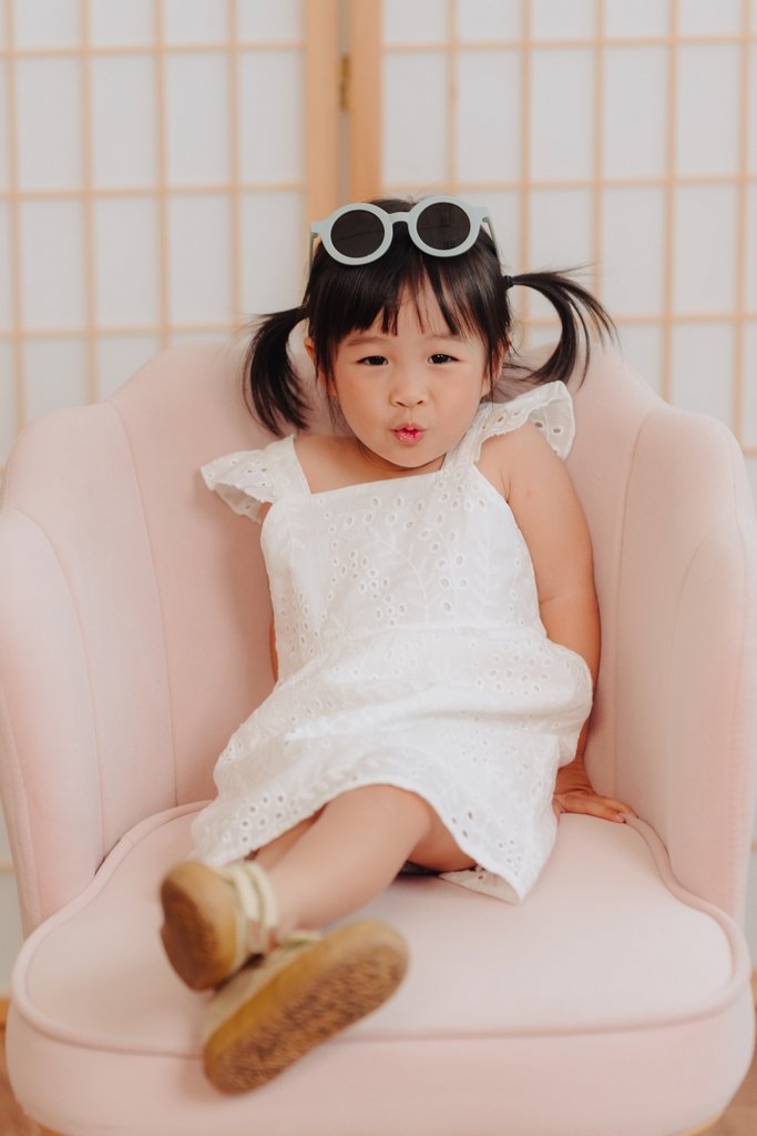 Bessie Kids Eyelet Dress in White